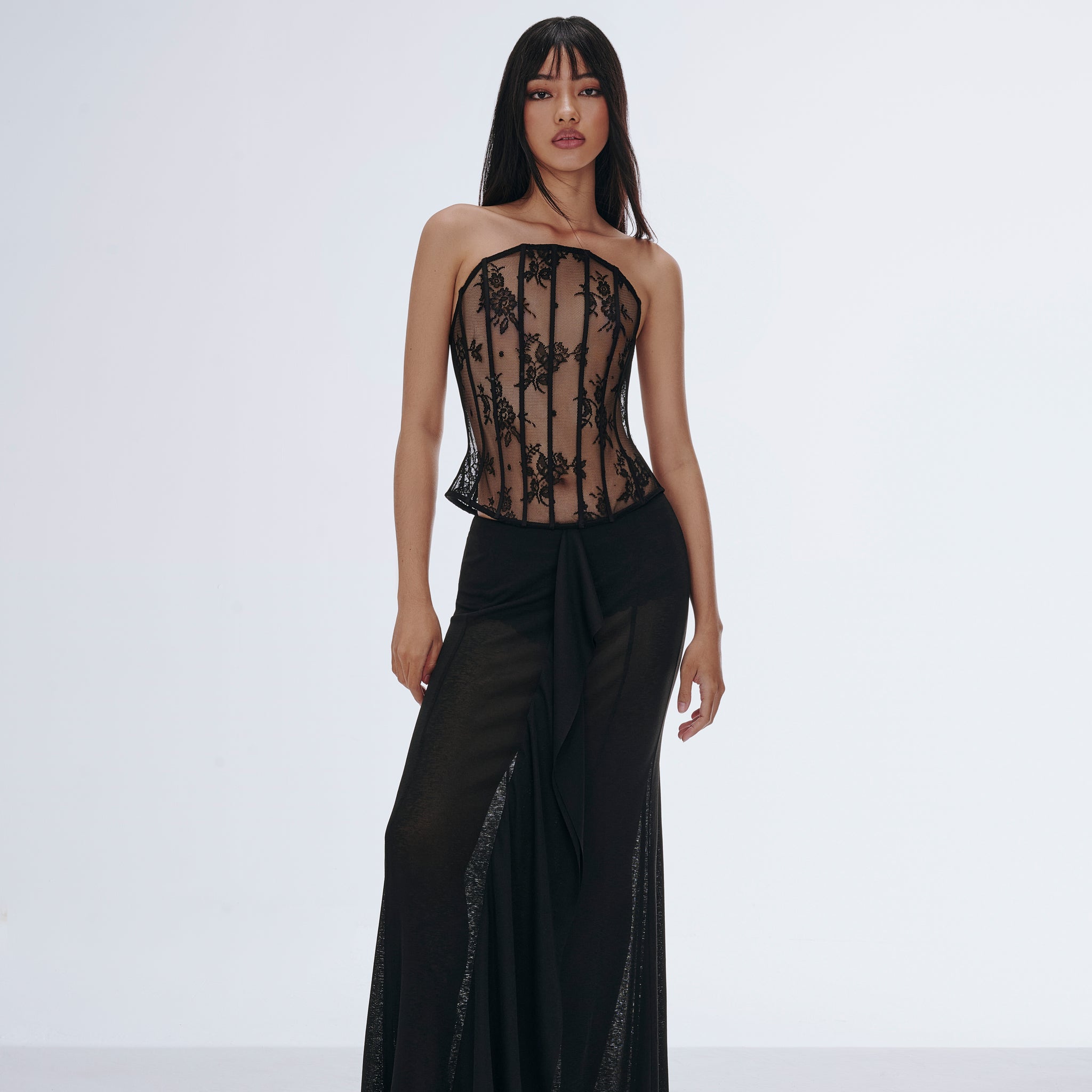 BLACK SHEER MAXI SKIRT