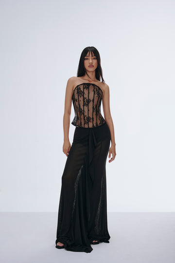 BLACK SHEER MAXI SKIRT